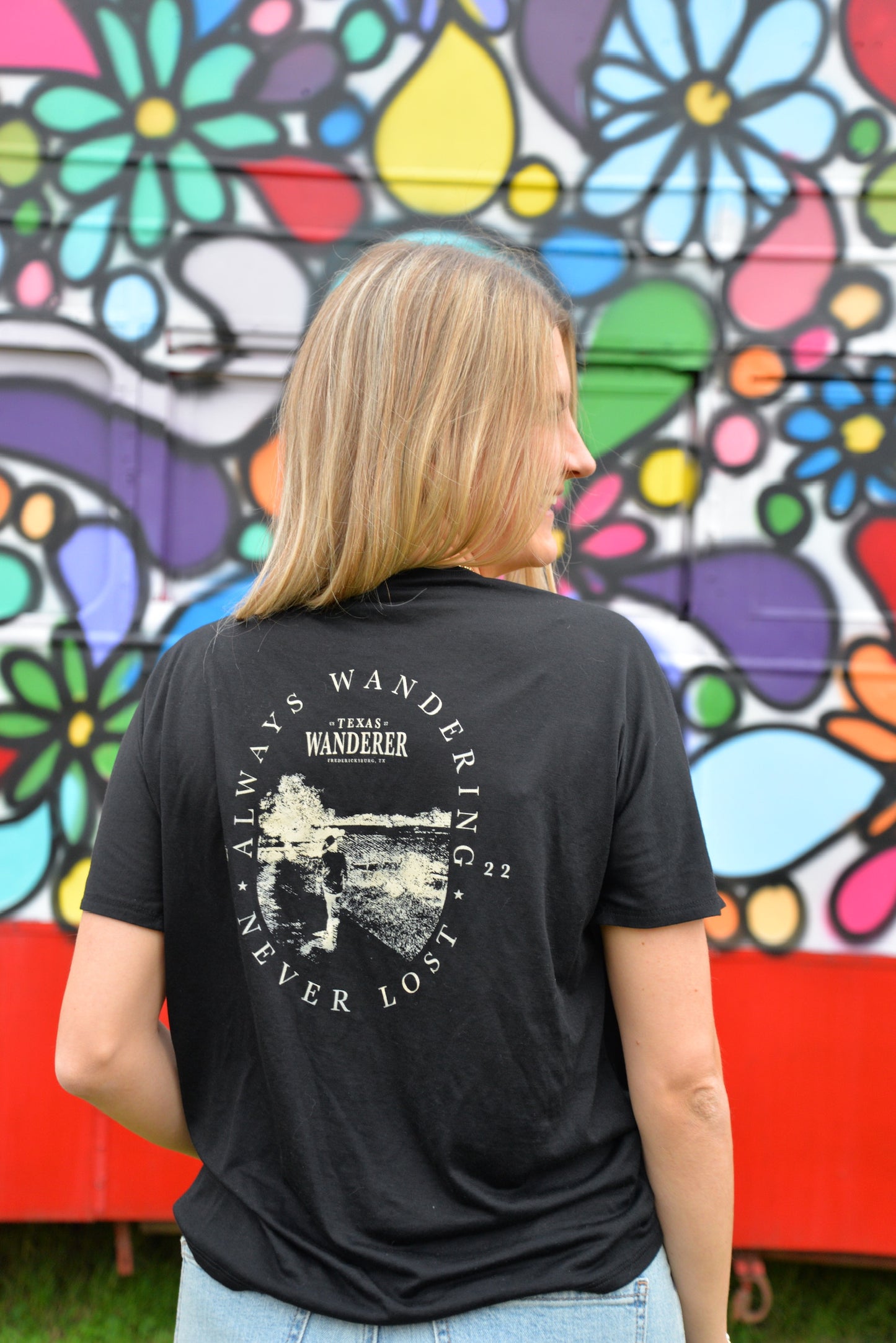 Texas Wanderer Black V-Neck Tee