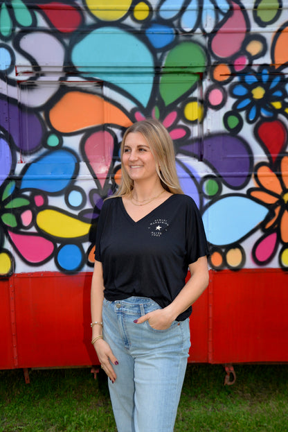 Texas Wanderer Black V-Neck Tee